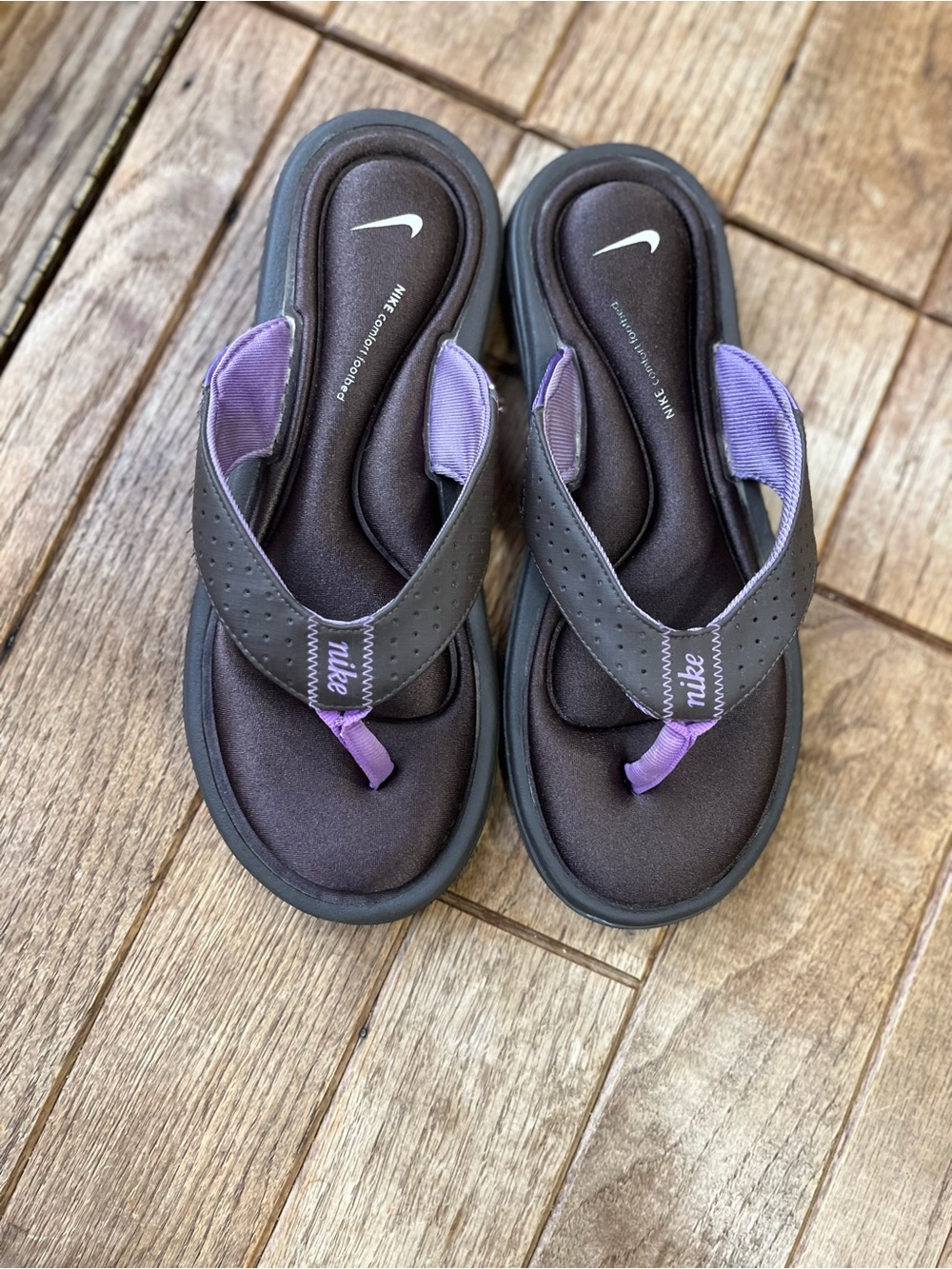 Nike Women’s Black Sandals with Purple Accents